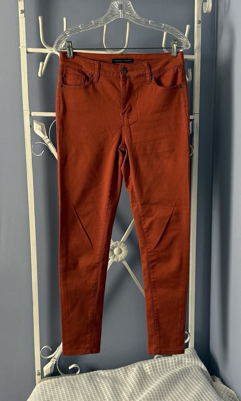 Truth + Theory Woman’s Pants Brown Red Fall Picante 6 Cotton Spandex Preppy